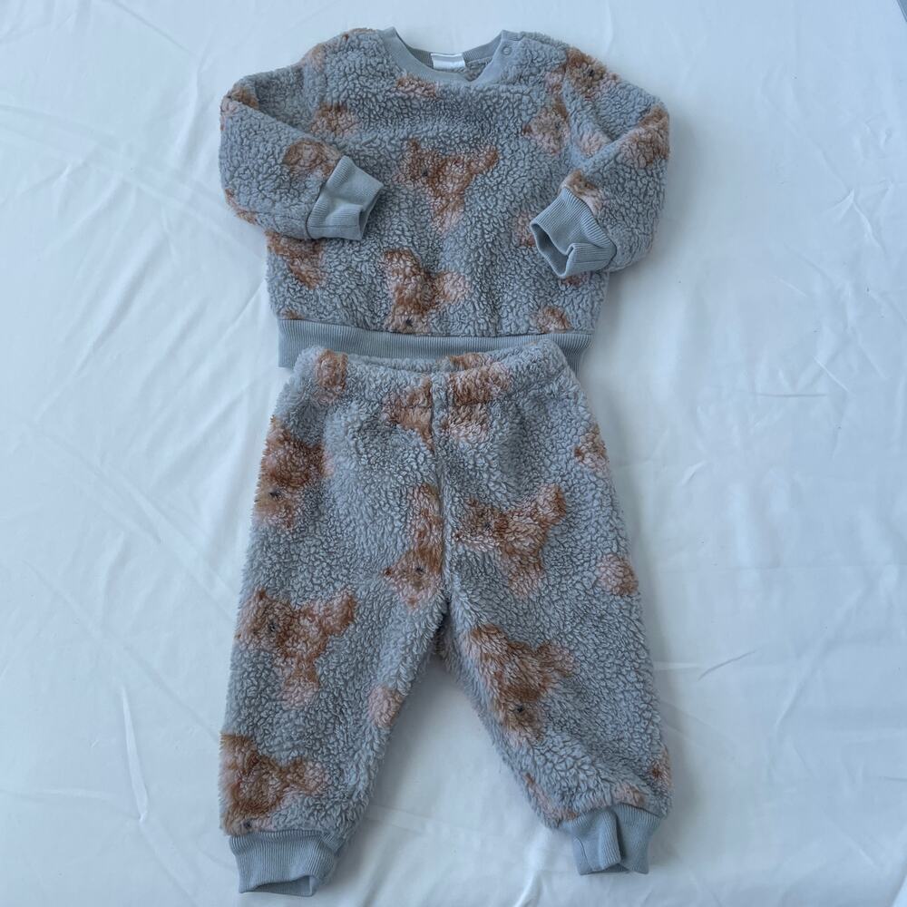 Baby Gap Sherpa Set Size 3-6M Teddy Bear Print Soft Cozy